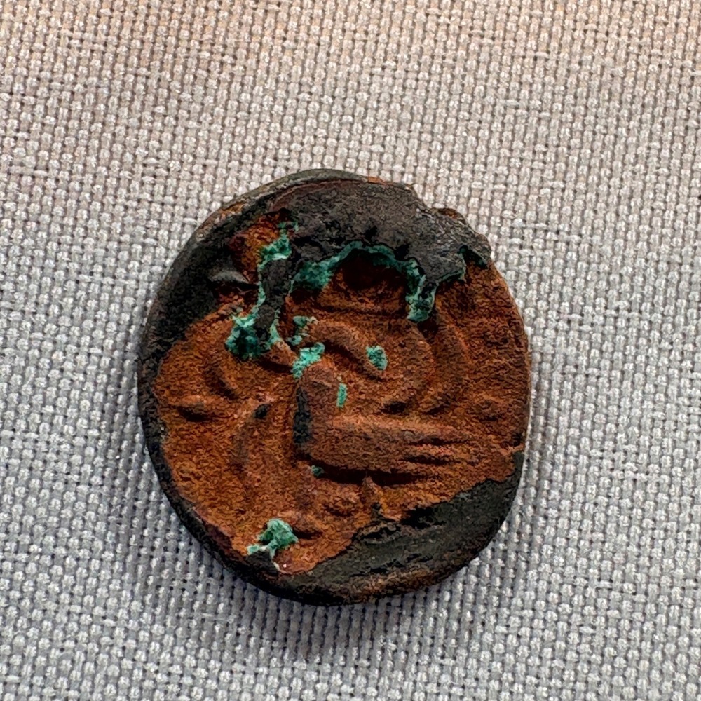 1650-1850 Cambodia Billon 2 Pe Bird Coin Antique Southeast Asian Currency